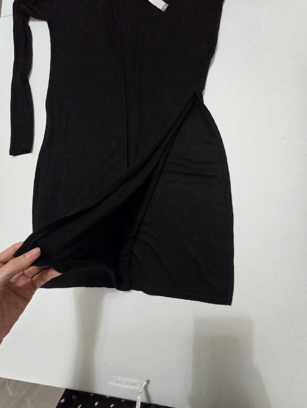 Joah Brown Luna Side Slit Black Rib Knit Cardigan Long Sleeve Women's S/M - Picture 7 of 9